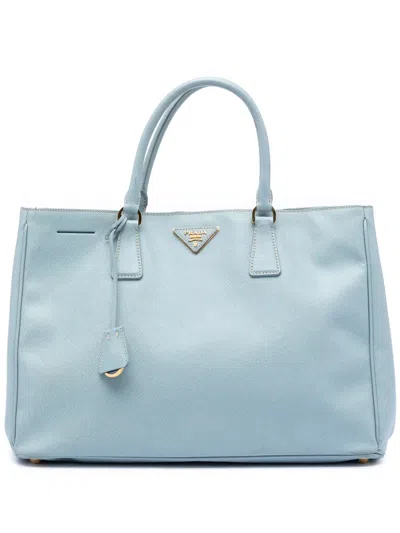 Pre-owned Prada 2010-2025 Large Saffiano Lux Galleria Satchel In Blue