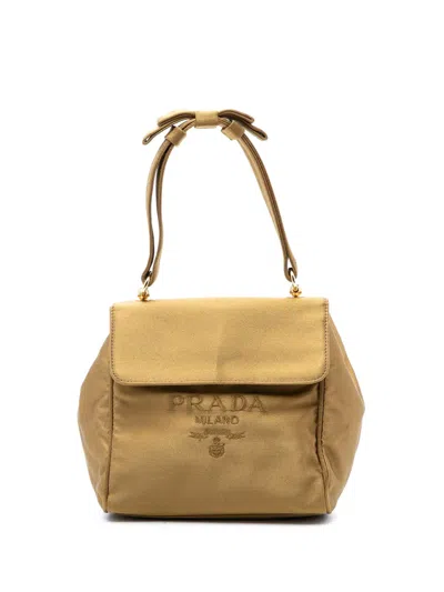 Pre-owned Prada 2010-2025 Raso Logo Handbag In Gold