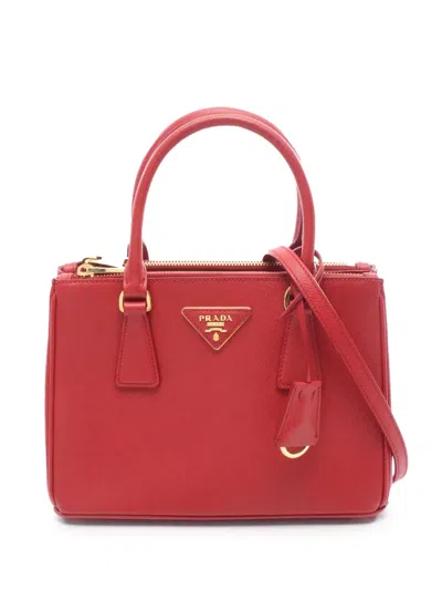 Pre-owned Prada 2010-2025 Saffiano Galleria Handbag In Red