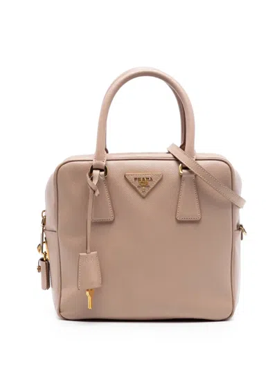 Pre-owned Prada 2010-2025 Saffiano Lux Satchel In Brown