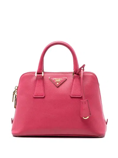 Pre-owned Prada 2010-2025 Small Saffiano Lux Promenade Satchel In Pink
