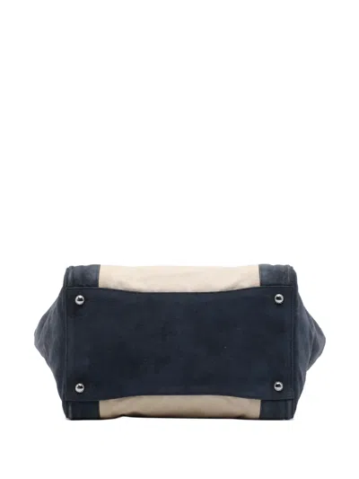 Pre-owned Prada 2010-2026 Canvas And Suede Twin Pocket Double Handle Satchel In Neutrals