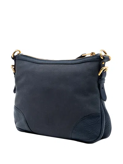 Pre-owned Prada 2010-2026 Canvas Canapa Logo Crossbody Bag In Blue