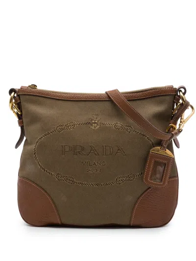 Pre-owned Prada 2010-2026 Canvas Canapa Logo Crossbody Bag In Brown