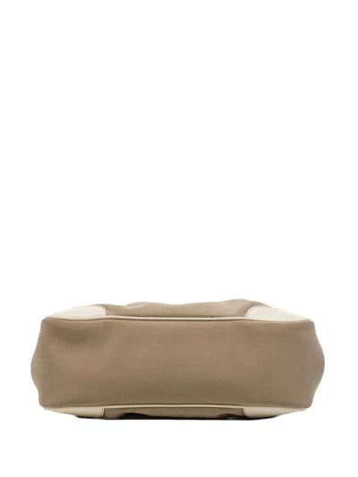 Pre-owned Prada 2010-2026 Canvas Canapa Logo Frame Clutch Bag In Neutrals