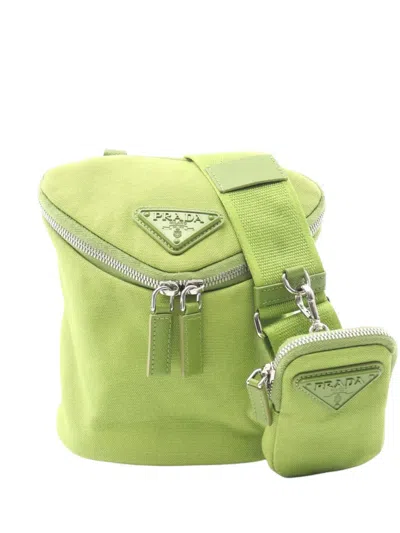Pre-owned Prada 2010-2026 Canvas Crossbody Bag In Green