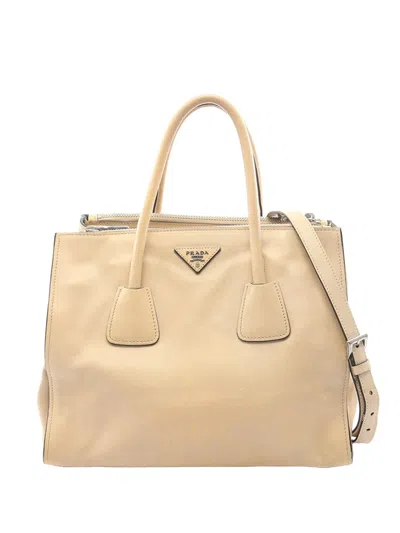 Pre-owned Prada 2010-2026 City Calf Double Zip Satchel In Neutrals