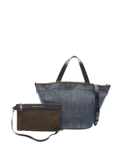 Pre-owned Prada 2010-2026 Denim Satchel In Blue