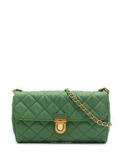 Pre-owned Prada 2010-2026 Impuntu Tessuto Chain Crossbody Bag In Green