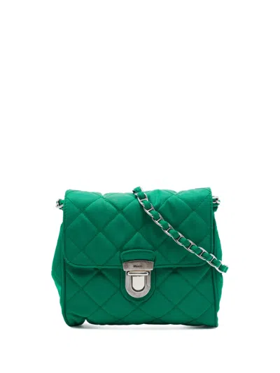 Pre-owned Prada 2010-2026 Impuntu Tessuto Chain Crossbody Bag In Green