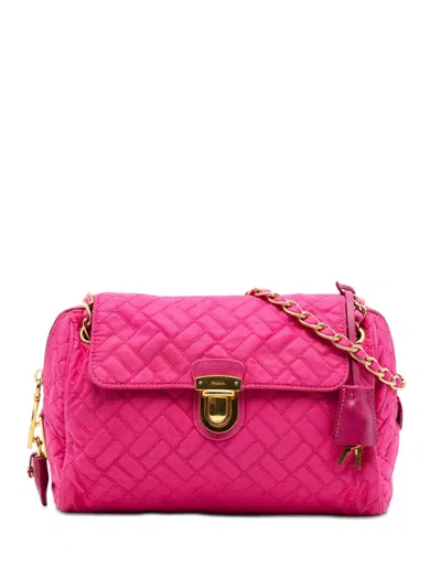 Pre-owned Prada 2010-2026 Impuntu Tessuto Chain Crossbody Bag In Pink