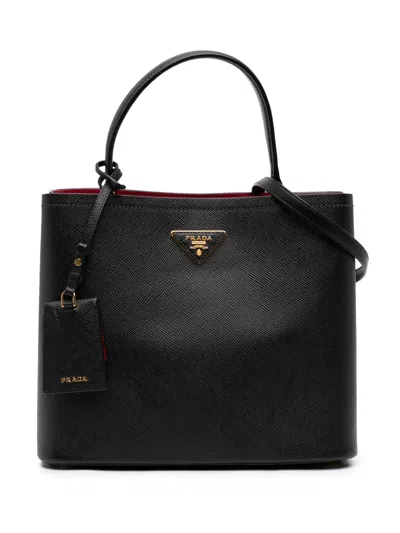 Pre-owned Prada 2010-2026 Large Saffiano Cuir Panier Satchel In Black
