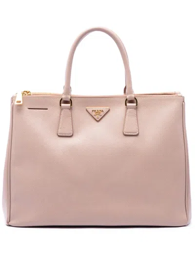 Pre-owned Prada 2010-2026 Large Saffiano Lux Galleria Double Zip Satchel In Brown
