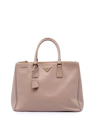 Pre-owned Prada 2010-2026 Large Saffiano Lux Galleria Double Zip Tote Bag In Brown