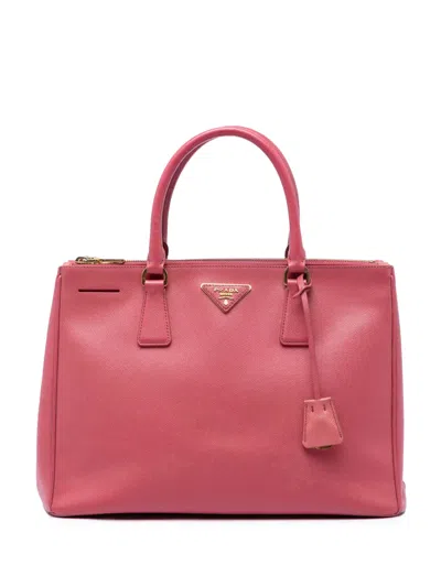 Pre-owned Prada 2010-2026 Large Saffiano Lux Galleria Double Zip Tote Bag In Pink