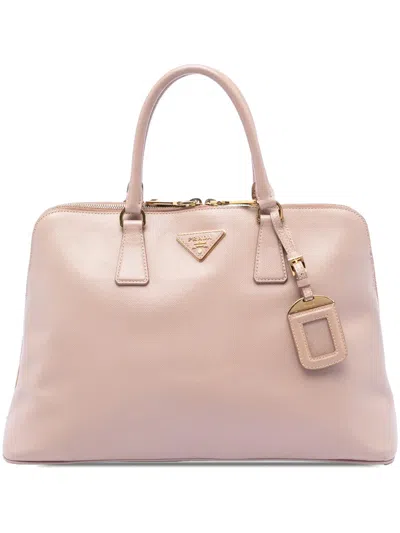 Pre-owned Prada 2010-2026 Large Saffiano Lux Promenade Satchel In Brown