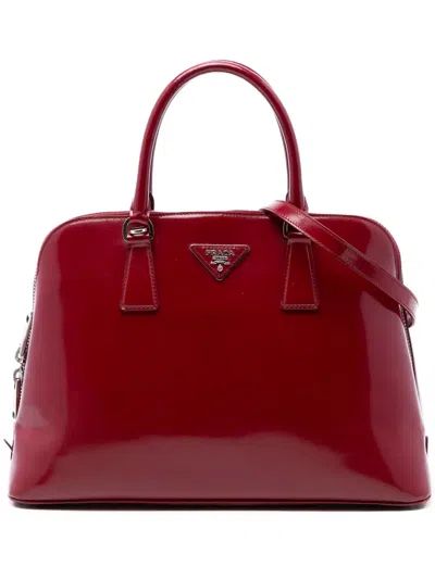 Pre-owned Prada 2010-2026 Large Spazzolato Promenade Satchel In Red