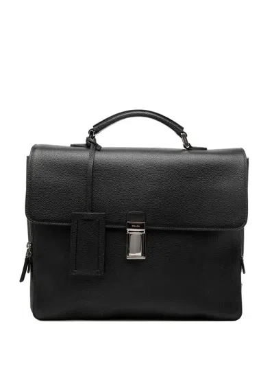 Pre-owned Prada 2010-2026 Leather Business Bag In Black
