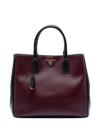 Pre-owned Prada 2010-2026 Medium Bicolor Saffiano Lux Galleria Satchel In Red