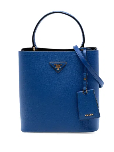 Pre-owned Prada 2010-2026 Medium Saffiano Cuir Panier Satchel In Blue
