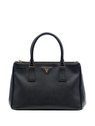 Pre-owned Prada 2010-2026 Medium Saffiano Lux Galleria Double Zip Satchel In Black