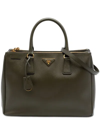 Pre-owned Prada 2010-2026 Medium Saffiano Lux Galleria Double Zip Satchel In Brown