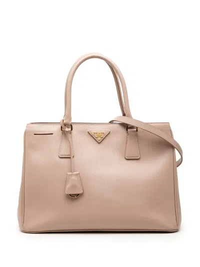 Pre-owned Prada 2010-2026 Medium Saffiano Lux Galleria Satchel In Brown