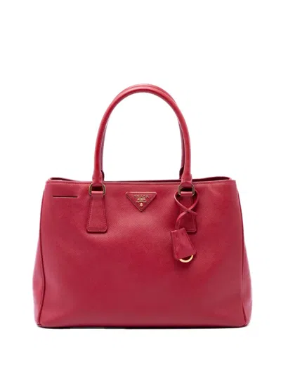 Pre-owned Prada 2010-2026 Medium Saffiano Lux Galleria Tote Satchel In Red