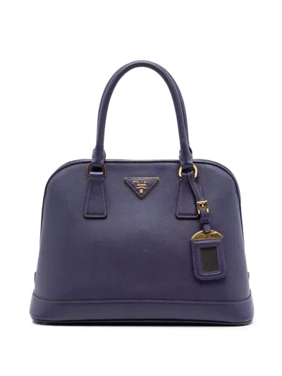 Pre-owned Prada 2010-2026 Medium Saffiano Lux Open Promenade Satchel In Purple