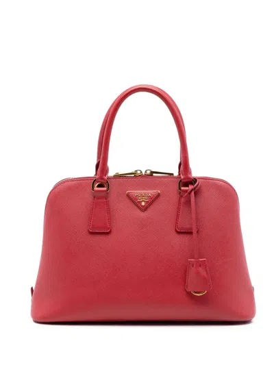 Pre-owned Prada 2010-2026 Medium Saffiano Lux Promenade Satchel In Red