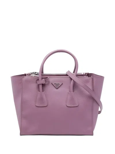 Pre-owned Prada 2010-2026 Medium Saffiano Twin Pocket Satchel In Purple