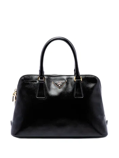 Pre-owned Prada 2010-2026 Medium Saffiano Vernice Promenade Satchel In Black
