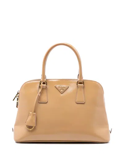 Pre-owned Prada 2010-2026 Medium Saffiano Vernice Promenade Satchel In Brown
