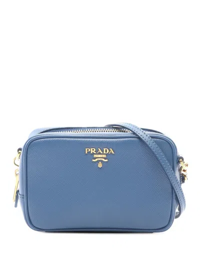 Pre-owned Prada 2010-2026 Mini Saffiano Camera Bag Crossbody Bag In Blue