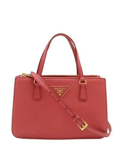 Pre-owned Prada 2010-2026 Mini Saffiano Lux Galleria Double Zip Satchel In Pink