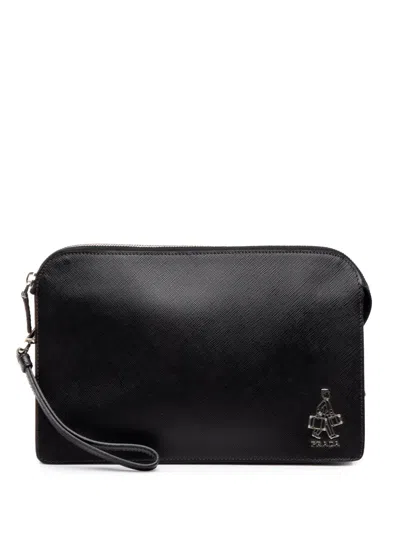 Pre-owned Prada 2010-2026 Saffiano Bellboy Clutch Bag In Black