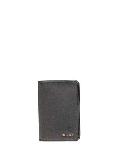 Pre-owned Prada 2010-2026 Saffiano Bifold Card Holder In Black