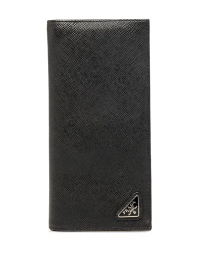 Pre-owned Prada 2010-2026 Saffiano Bifold Wallet Long Wallets In Black