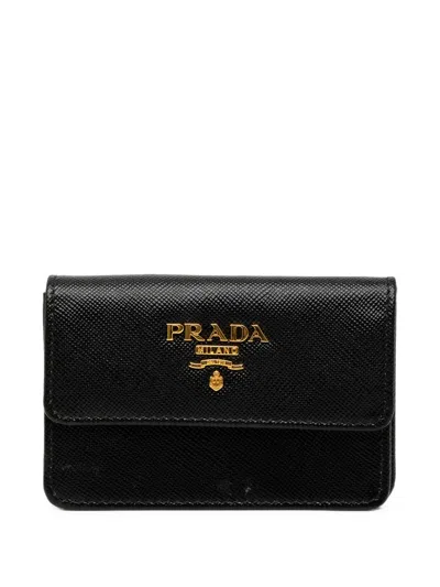 Pre-owned Prada 2010-2026 Saffiano Card Holder In Black