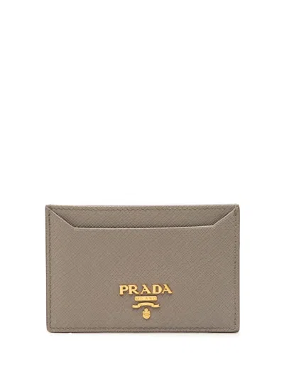 Pre-owned Prada 2010-2026 Saffiano Card Holder In Brown