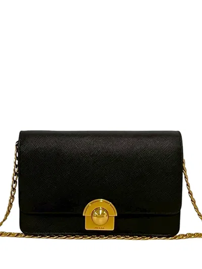 Pre-owned Prada 2010-2026 Saffiano Chain Crossbody Bag In Black