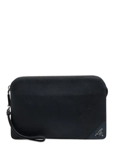 Pre-owned Prada 2010-2026 Saffiano Clutch Bag In Black