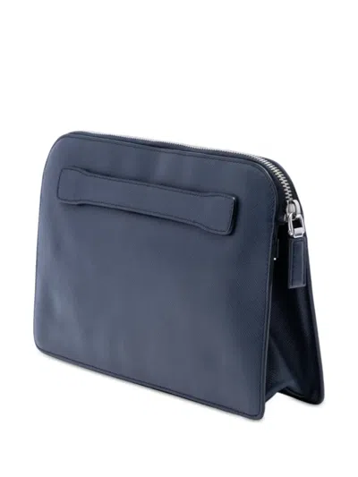 Pre-owned Prada 2010-2026 Saffiano Clutch Bag In Blue