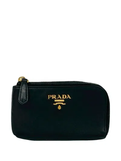 Pre-owned Prada 2010-2026 Saffiano Coin Pouch In Black