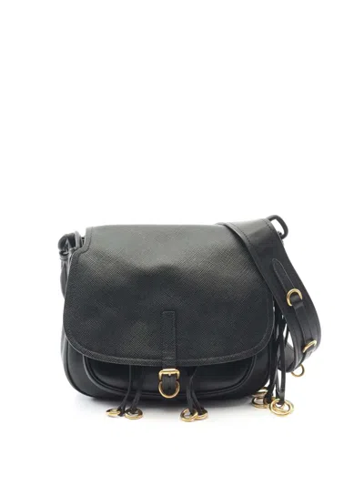 Pre-owned Prada 2010-2026 Saffiano Corsaire Crossbody Bag In Black