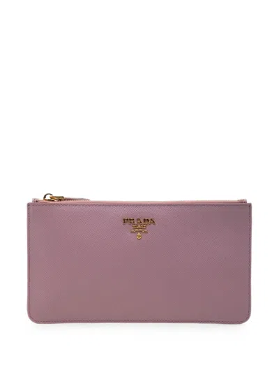 Pre-owned Prada 2010-2026 Saffiano Flat Pouch In Purple