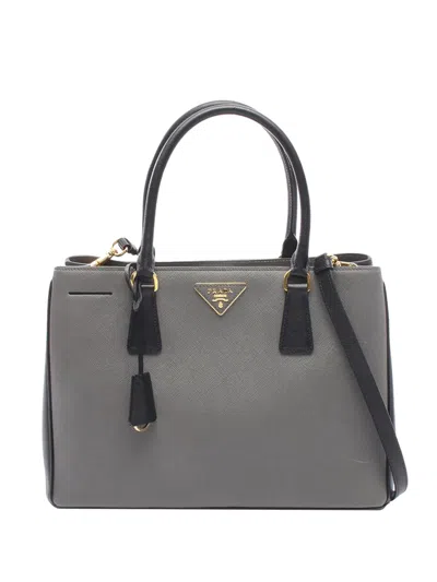 Pre-owned Prada 2010-2026 Saffiano Lux Galleria Satchel In Gray