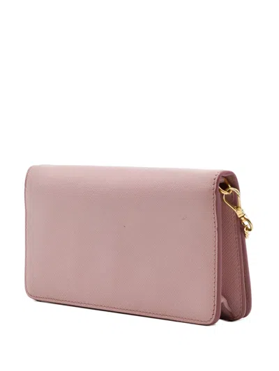 Pre-owned Prada 2010-2026 Saffiano Lux Monochrome Wallet On Chain Crossbody Bag In Pink