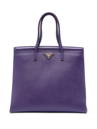 Pre-owned Prada 2010-2026 Saffiano Lux Parabole Satchel In Purple
