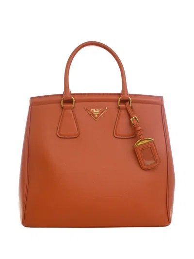 Pre-owned Prada 2010-2026 Saffiano Lux Parabole Tote Bag In Orange